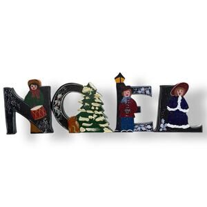Vintage Handpainted Solid Wooden NOEL Christmas Centerpiece Holiday Decor